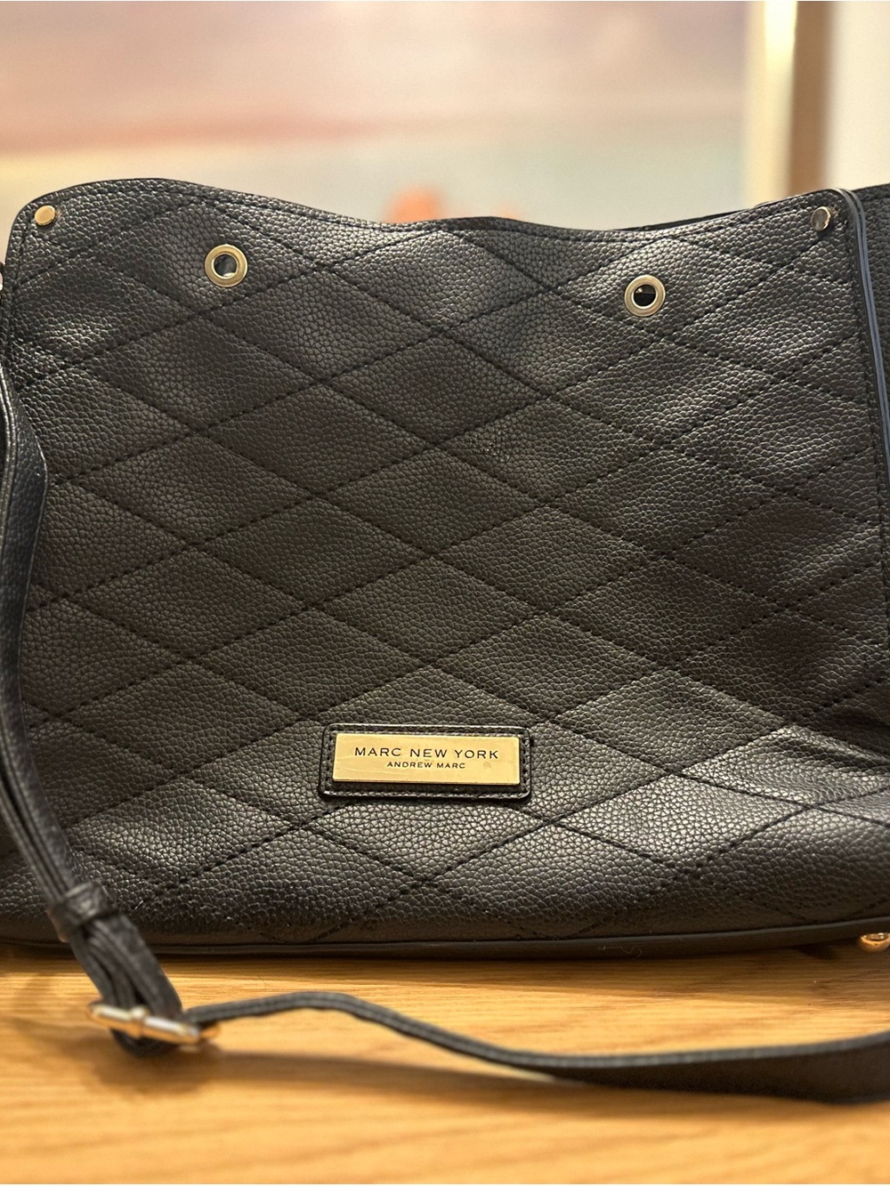 Marc New York Andrew Marc Quilted Black Crossbody Tote Handbag
